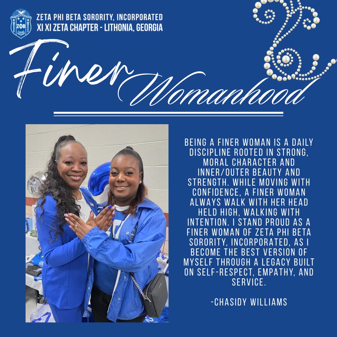 Finer Womanhood is a daily discipline. 🕊️ For Soror Chasidy Williams, it is a journey of becoming the best version of oneself through self-respect, empathy, and a legacy of service. #SelfGrowth #FinerWomanhood #ZOB #BestVersion