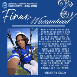 Taking the high road and flying high! 🕊️ For Soror Mildread Jordan, Finer Womanhood is about being the best version of yourself and illuminating your "brilliant blue light" wherever you go. "I glow, I beam, I fly high!"
