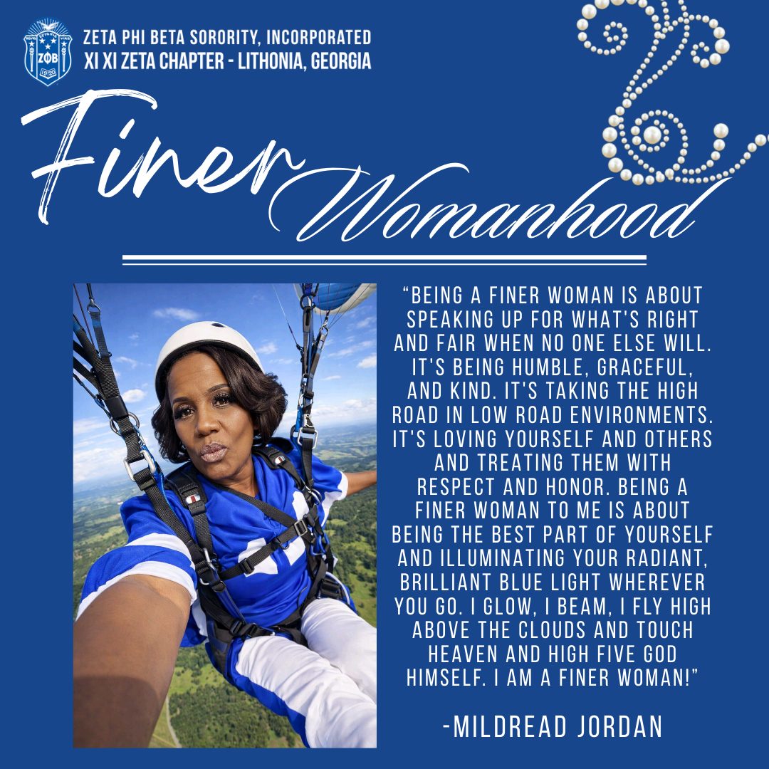 Taking the high road and flying high! 🕊️ For Soror Mildread Jordan, Finer Womanhood is about being the best version of yourself and illuminating your "brilliant blue light" wherever you go. "I glow, I beam, I fly high!"