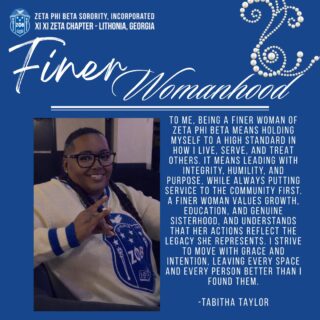 To Soror Tabitha Taylor, Finer Womanhood is a commitment to excellence in service and character. It’s about leaving every space—and every person—better than you found them. 💙🕊️ #FinerWomanhood #ZetaPhiBeta #XiXiZeta #ServiceFirst