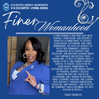 Education doesn't end in the classroom. β¨ Soror Trina Chandler embodies Finer Womanhood through a commitment to continuous learning, evolving, and leading with a heart for community. #LifelongLearner #ZetaPhiBeta #FinerWomanhood #XiXiZeta