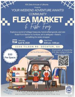 Your weekend plans just got better! ๐๏ธ๐ฝ๏ธ
Join us for the Community Flea Market & Fish Fry hosted by XiXi Zeta Amicae of Lithonia!
Come shop vintage finds, handcrafted goods, and unique treasures while enjoying some delicious fish fry favorites ๐๐ฃ
๐
Saturday, April 18, 2026
โฐ 8:00 AM โ 4:00 PM
๐ 2230 Tilson Rd., Decatur, GA
๐ฐ Vendor spaces available for $30 โ donโt miss your chance to sell and shine!
โจ All proceeds support our Scholarship Program, helping make a difference in our community.
Tag a friend, bring the family, and come out for a day of fun, food, and finds!