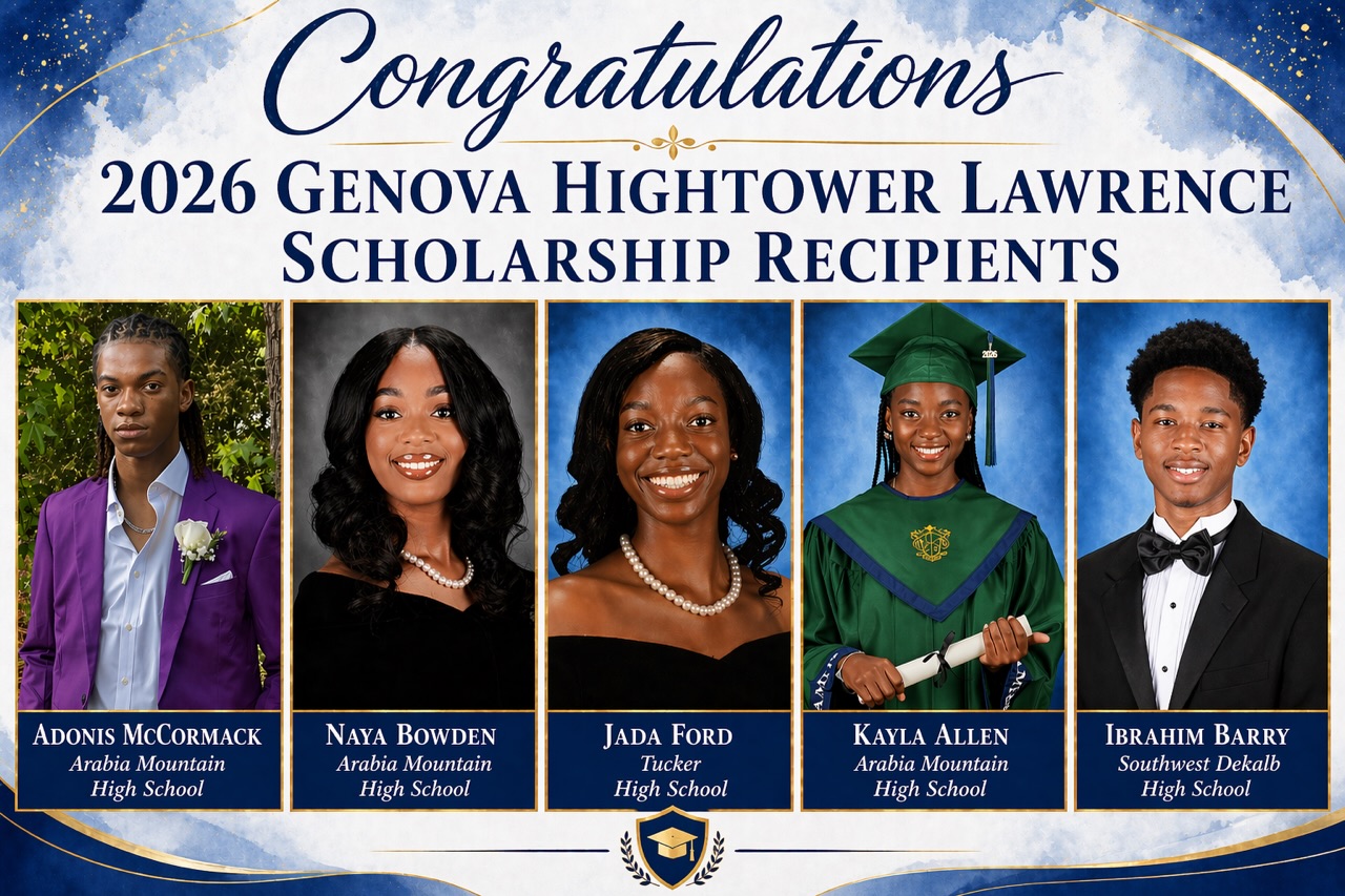 Celebrating brilliance, dedication, and the future in motion ✨🎓

Congratulations to the 2026 Genova Hightower Lawrence Scholarship recipients—your hard work, resilience, and excellence have truly paid off. The journey is just beginning, and the impact you’ll make is limitless.

Keep shining, keep striving, and never stop believing in your greatness 💙

#ScholarshipRecipients #ClassOf2026 #BlackExcellence #FutureLeaders #ScholarshipSuccess
