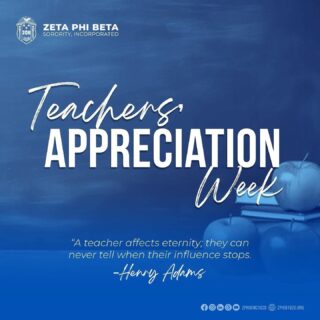 🍎✨ Happy Teacher’s Appreciation! 

The ladies of Zeta Phi Beta Sorority, Incorporated would like to take this moment to recognize the incredible educators who inspire, motivate, and shape the minds of our future leaders every day. Thank you for all you do to make a difference in the lives of students around the world! 

Don’t forget to tag your favorite educators and show them how much you appreciate them! Be sure to brag on yourself, Sorors! 

#zetaphibeta #zphib1920 #TeacherAppreciationWeek #ThankATeacher