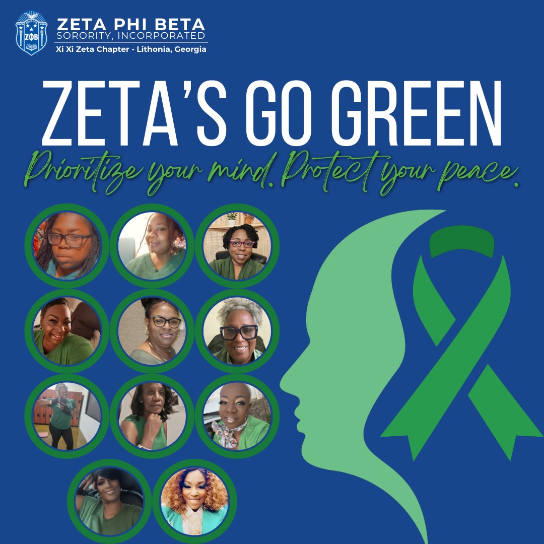 Zetas Go Green for Mental Health! Let’s come together to observe Mental Health Awareness Month and make a powerful statement of solidarity. Green symbolizes hope, strength, and a commitment to ending the stigma surrounding mental health.
Join us as we continue raising awareness, promoting understanding, and fostering a culture of empathy and support.
#ZetasGoGreen
#mentalhealthawareness
#MHAstandswithZPB
#ZPhiBZHOPE
#ZPhiB