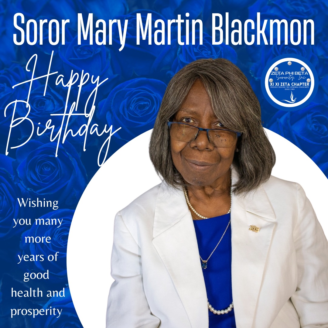 Happy Birthday, Mary Martin Blackmon, from Xi Xi Zeta!
On behalf of the entire Xi Xi Zeta Chapter, we wish you the happiest of birthdays! We hope your day is filled with joy, laughter, and everything you wished for. May the year ahead be even brighter!