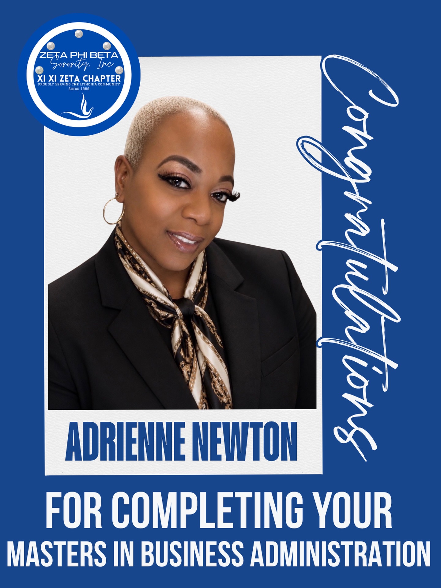 ππ Congratulations, Soror Adrienne Newton! ππ
Zeta Phi Beta Sorority, Incorporated β Xi Xi Zeta Chapter proudly celebrates Soror Adrienne Newton on the outstanding accomplishment of completing her Masterβs in Business Administration! πππΎ
Your commitment, perseverance, and dedication to higher education beautifully reflect our principle of Scholarship. We celebrate this milestone with you and wish you continued success as you enter your next chapter! ποΈππ€
Congratulations, Soror Newton! Xi Xi Zeta is proud of you! πβ¨
#ZetaPhiBeta #XiXiZeta #ZetaScholarship #CongratulationsSoror #ScholarshipInAction