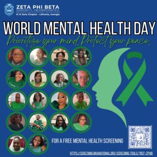 ππ Your Mental Health Matters! ππ
Today, on World Mental Health Day, the Sorors of Zeta Phi Beta Sorority, Incorporated β Xi Xi Zeta Chapter stand together to remind our community that prioritizing your mental health is an act of strength, self-love, and courage. π
β¨ Itβs okay to take a break.
β¨ Itβs okay to set boundaries.
β¨ Itβs okay to ask for help.
β¨ Itβs okay to choose YOU!
Mental health is just as important as physical health. As we continue our commitment to Service, Scholarship, Sisterhood, and Finer Womanhood, we encourage everyone to check in on themselves, support one another, and help break the stigma surrounding mental health.
π Prioritize Your Mind. Protect Your Peace. π
π² Scan the QR code on our flyer to access a FREE mental health screening. Taking that first step could make all the difference!
π With love and service,
Zeta Phi Beta Sorority, Incorporated
Xi Xi Zeta Chapter
Proudly serving the Lithonia and DeKalb community since 1989.
#WorldMentalHealthDay #ZetaPhiBeta #XiXiZeta #MentalHealthMatters #ProtectYourPeace